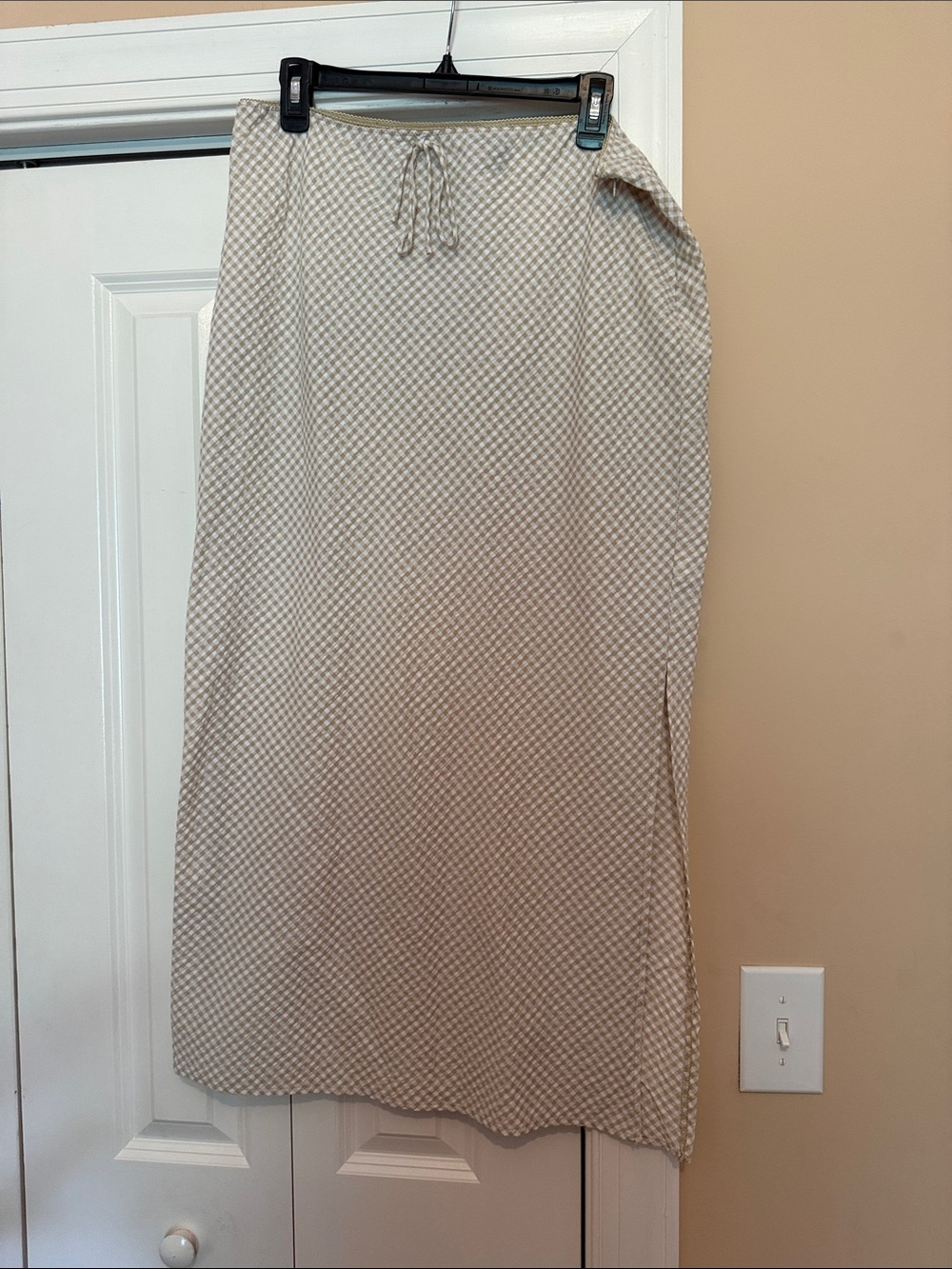 wild fable Beige Check Drawstring Maxi Skirt